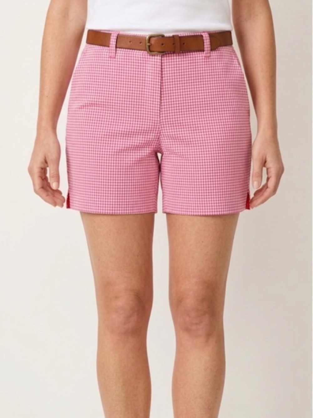 Talbots Pink Gingham Casual Chino Shorts Size 4P
